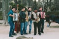 MADRID - JANUARY 25: Band of streets musicians playing in Retiro Park on January 25, 2014 in Madrid, Spain. This park is