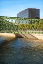 MADRID JULY 1, 2014: Manzanares River, a bridge and the Ribera d