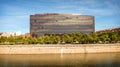 MADRID JULY 1, 2014: Manzanares River, a bridge and the Ribera d