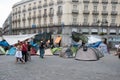 Madrid, June 11, 2011, tents in the Puerta del Sol, 15M movement Royalty Free Stock Photo