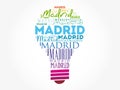 Madrid light bulb word cloud Royalty Free Stock Photo