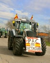 Tractors in the streets of Madrid, Spain for the farmers\' strike.