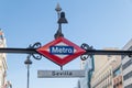 Madrid Metro sign. Sevilla subway stop station