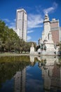 Madrid. Monument to Cervantes, Don Quixote and Sancho Panza. Spa