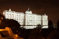 Madrid. Night view of Royal Palace Royalty Free Stock Photo
