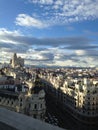 Madrid - photo from a height. stunning views of the roofs and the sky with clouds