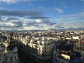 Madrid - photo from a height. stunning views of the roofs and the sky with clouds