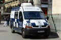 Madrid Police Van at Plaza Mayor in Madrid, Spain