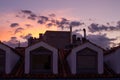 Madrid rooftops at sunset over purple sky Royalty Free Stock Photo