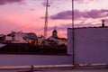 Madrid rooftops at sunset with industrial vibe Royalty Free Stock Photo