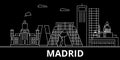 Madrid silhouette skyline. Spain - Madrid vector city, spanish linear architecture, buildings. Madrid line travel