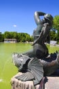 Madrid Sirena sobre Pez mermaid statue in Retiro Royalty Free Stock Photo