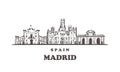 Madrid sketch skyline. Spain, Madrid hand drawn vector illustration Royalty Free Stock Photo