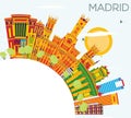 Madrid Skyline with Color Buildings, Blue Sky and Copy Space. Royalty Free Stock Photo