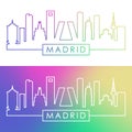 Madrid skyline. Colorful linear style.