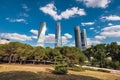 Madrid skyline, Financial district and four skyscraper tower in Royalty Free Stock Photo