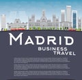 Madrid Skyline with grey buildings, blue sky and copy space Royalty Free Stock Photo