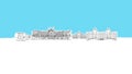 Madrid Skyline Panorama Vector Sketch Royalty Free Stock Photo