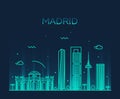 Madrid skyline trendy vector illustration linear Royalty Free Stock Photo