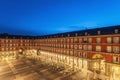 Madrid Spain, night city skyline at Plaza Mayor Royalty Free Stock Photo