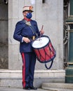 Madrid, Spain - 3 April 2021. Changing of the guard at Madrid Royal Palace