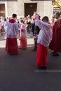 Procession of Holy Week on Palm Sunday, Close-up of altar boys lighting incense on a burner