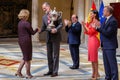 Madrid, Spain- April 18, 2023: The King and Queen of Spain deliver the national sports awards at the Palacio del Pardo.