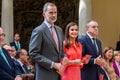 Madrid, Spain- April 18, 2023: The King and Queen of Spain deliver the national sports awards at the Palacio del Pardo.