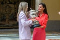 Madrid, Spain- April 18, 2023: The King and Queen of Spain deliver the national sports awards at the Palacio del Pardo.