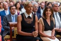 Madrid, Spain- April 18, 2023: The King and Queen of Spain deliver the national sports awards at the Palacio del Pardo.