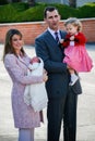 Madrid, Spain- April 29, 2007: The Princess of Asturias with 6 months of life and her father King Felipe VI.