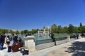 Young people in The Jardines del Buen Retiro Parque del Buen Retiro, the main park of the city Royalty Free Stock Photo