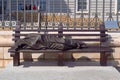 Homeless Jesus sculpture in Madrid, Spain