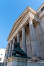 Low angle view of main entrance to Spanish Parliament