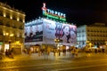 Puerta del Sol at night, the most well known place of Madrid