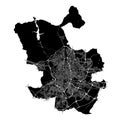 Madrid, Spain, Black and White high resolution vector map Royalty Free Stock Photo