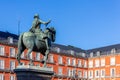 Bronze equestrian statue of King Philip III the Plaza Mayor in Madrid (1616) by Jean Boulogne, Madrid, Spain
