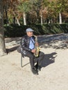 Street musician playing saxophone in Madrid Royalty Free Stock Photo