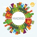 Madrid Spain City Skyline with Color Buildings, Blue Sky and Copy Space Royalty Free Stock Photo