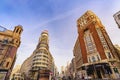 Madrid Spain at famous Gran Via shopping street Royalty Free Stock Photo