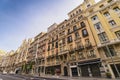 Madrid Spain, city skyline at Gran Via shopping street Royalty Free Stock Photo