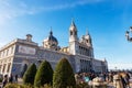 Facade of the Almudena Cathedral in Madrid Downtown - Spain