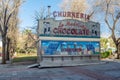 Kiosk of a churro shop (churreria) in Madrid, Spain