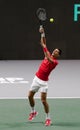 Madrid, Spain- December 2, 2021: Novak Djokovic during the Davis Cup qualifying match held in Madrid. tennis competition Royalty Free Stock Photo