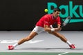 Madrid, Spain- December 2, 2021: Novak Djokovic during the Davis Cup qualifying match held in Madrid. tennis competition Royalty Free Stock Photo