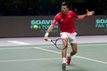 Madrid, Spain- December 2, 2021: Novak Djokovic during the Davis Cup qualifying match held in Madrid. tennis competition Royalty Free Stock Photo