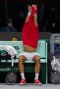 Madrid, Spain- December 2, 2021: Novak Djokovic during the Davis Cup qualifying match held in Madrid. tennis competition Royalty Free Stock Photo