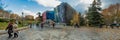 MADRID, SPAIN - DECEMBER 13, 2018: People in front of the Main entrance leading to the Prado Museum a major cultural landmark in Royalty Free Stock Photo