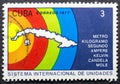 Cuba map on vintage stamp Royalty Free Stock Photo