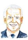 Madrid, Spain - December 8, 2020: a watercolour and pencil portrait of Joe Biden, American president Royalty Free Stock Photo